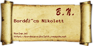 Bordács Nikolett névjegykártya