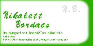 nikolett bordacs business card